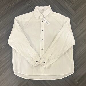 perfectwhitetee Womens James Cotton Poplin Button Up